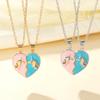 Set da 2 Pezzi Colori Blu e Rosa Ciondolo a Forma di Cuore Migliori Amici Collana BFF Modello Unicorno Gioielli per l'Amicizia