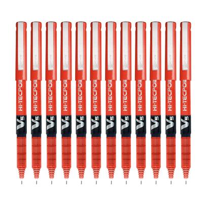 Pilot Hi-Tecpoint V5 Pen, Red (Pack of 12)