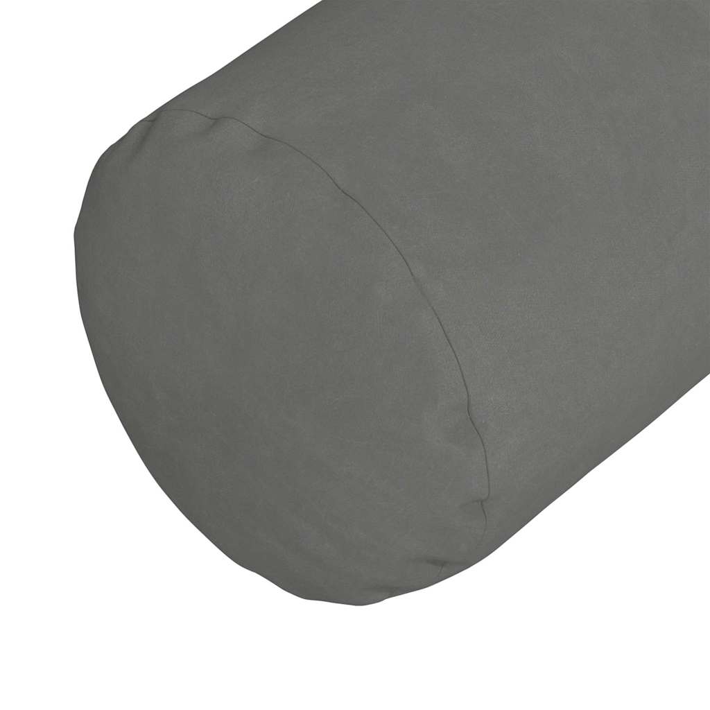 Bolster Cushions 2 pcs Dark Grey Ø 15 x 40 cm Microfiber Fabric