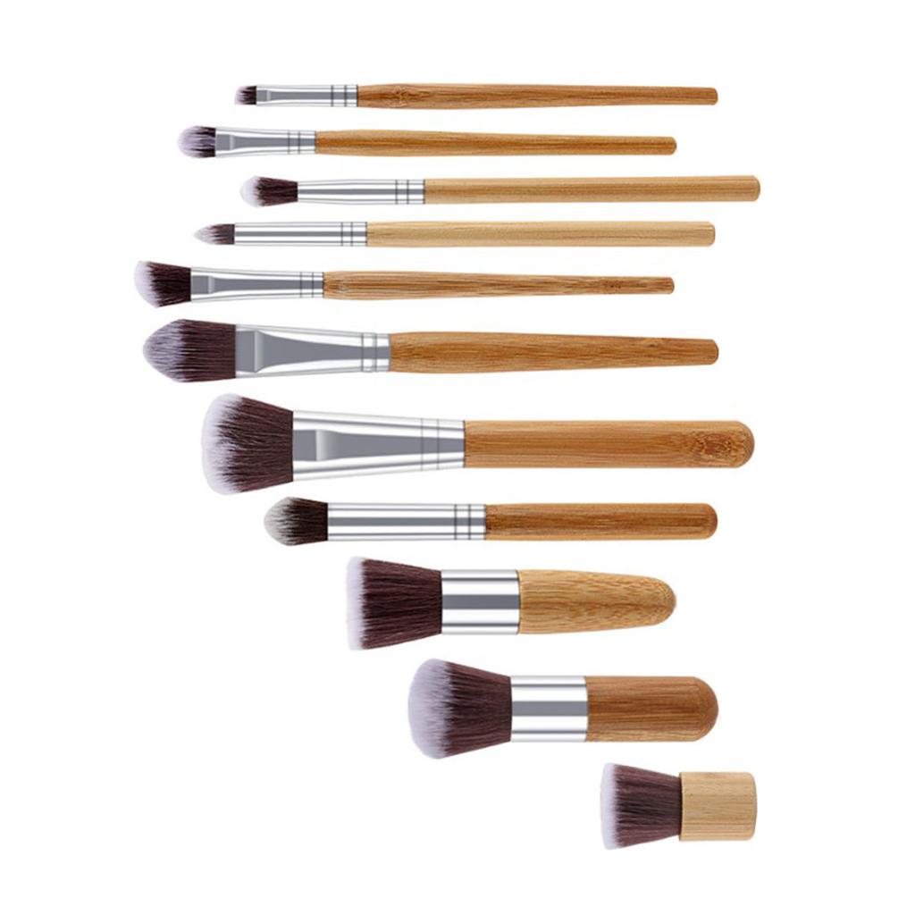 11Pcs Cosmetic Brushes Bamboo Handle Makeup Brush Set Professional Face Beauty Tools