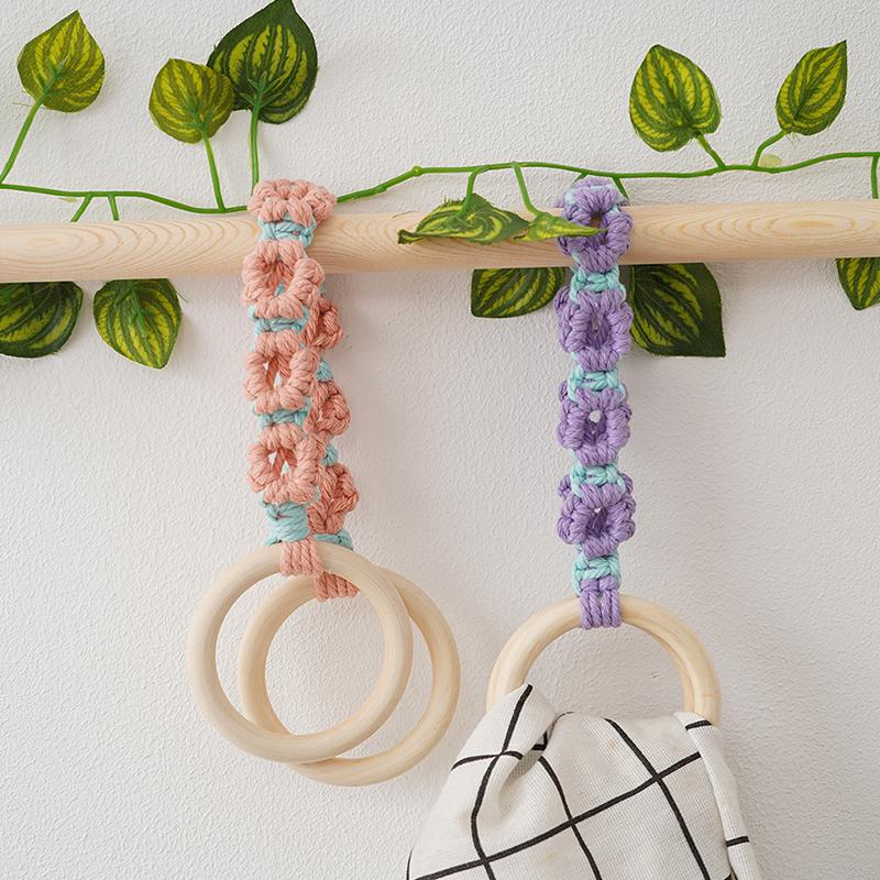 1Pc Woven Beautiful Storage Accessories Nordic Wind Storage Ring Hand Knitting Wall Hangings Cotton Rope Flower Decoration