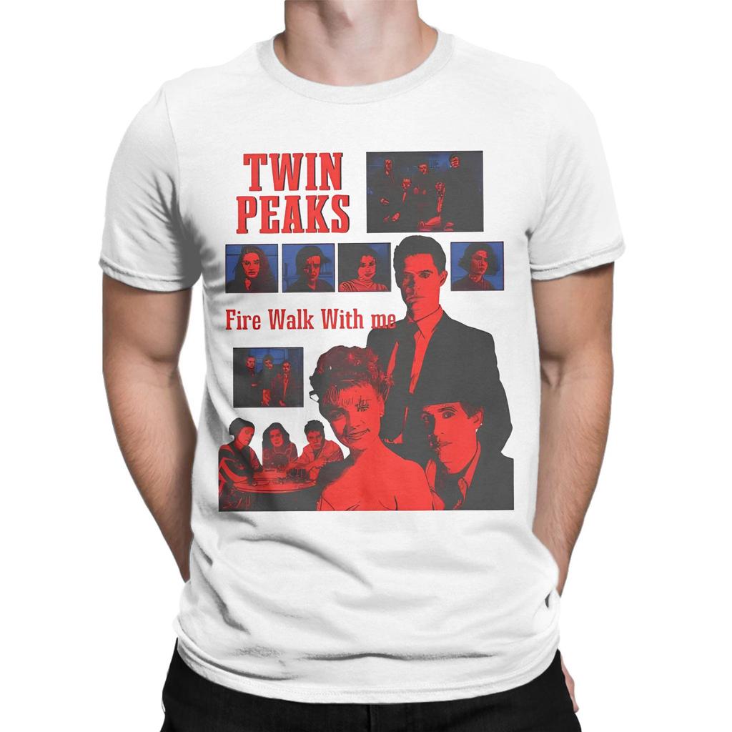 Twin Peaks Dale Cooper Fire Work Men's T Shirts TV Show Novelty Tee Shirt Short Sleeve Round Neck T-Shirt Cotton Summer merch