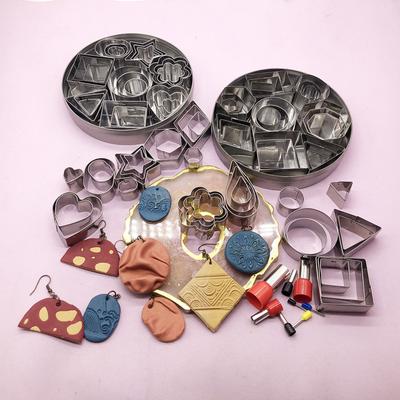 24Pcs Mini Cookie Cutter Mold Stainless Steel Geometry Clay Cutter DIY Ceramic Pottery Polymer Clay Earring Cutting Tool