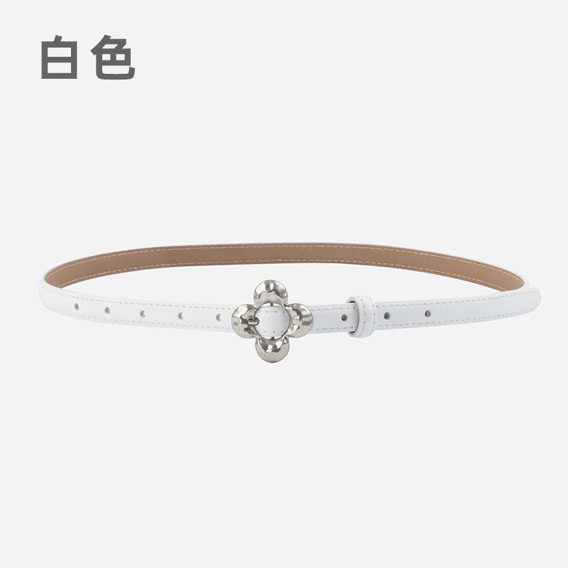 Flower Pin Buckle Leather Women'S Thin Belt Cowhide Women'S Jeans Casual Pants Women'S Belt