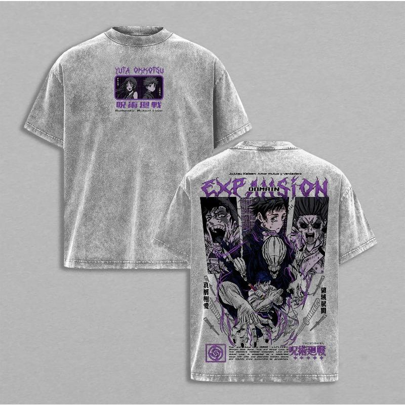 

Okkotsu Yuta Jujutsu Kaisen T Shirt Men s Unisex Clothing Anime Vintage Washed T-shirt Summer Short Sleeve Cotton Tees Tops XXL сірий колір