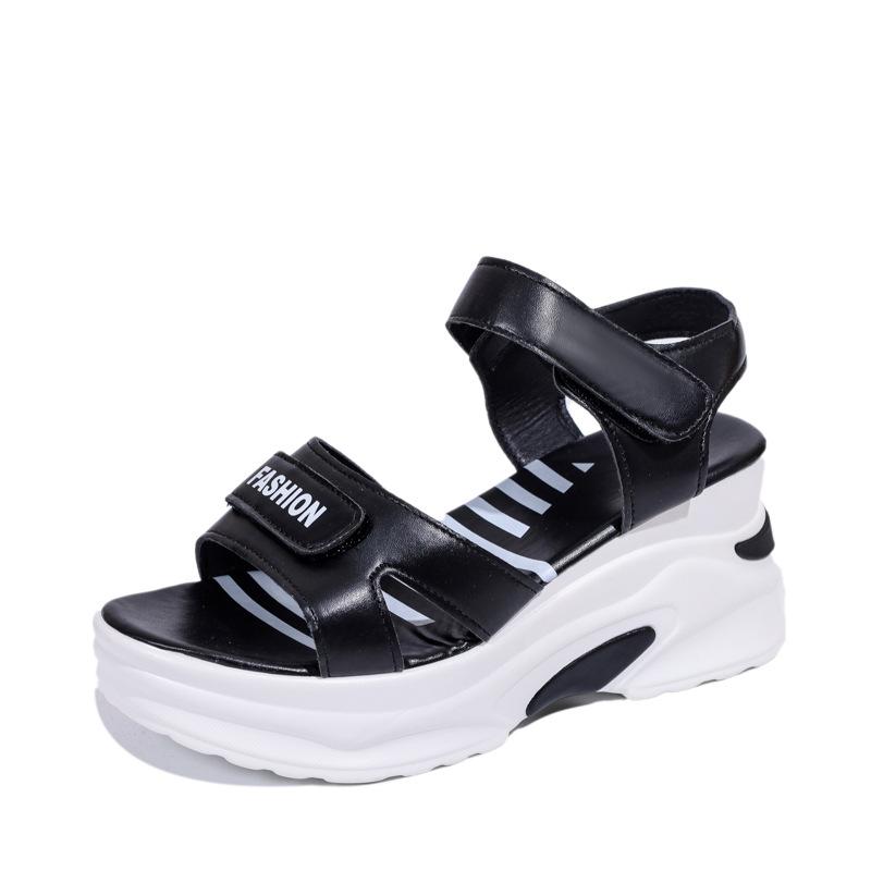 

Large size dad sandals women s summer new small muffin platform sports beach shoes women 42 чёрный