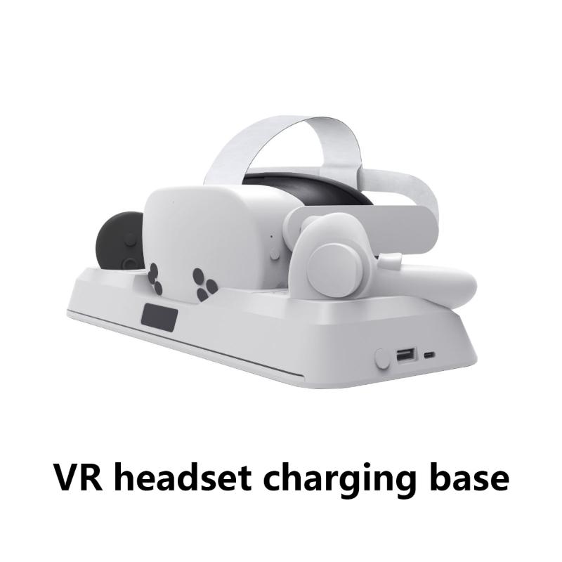 VR Charging Dock Station for MQ 3S Headset and Controllers with LED Indicators and Colorful Lighting Effects
