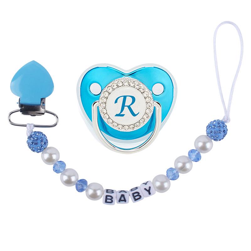 Baby Pacifier Silicone Pacifier Dummy Clips Name Initial 26 Letters Pacifier Chain Holder Infant Nipple Newborn Soother