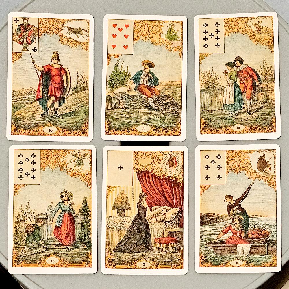 Cartas de Adivinhação do Destino Antigas Vintage 9*6cm, Baralho Oráculo de 32 Cartas Le Jeu Du Destin Antique, Cartas Tradicionais de Cartomancia