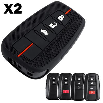 2x Silicone Car Smart Key Fob Cover Case Holder Keychain For Toyota Camry RAV4 Avalon Prius Corolla C-HR Mirai LC150 4Runner
