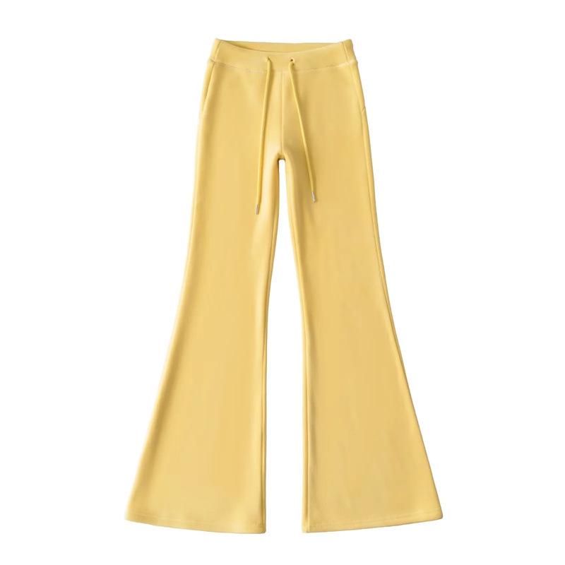 Women s Coral Fleece Low-rise Micro-flare Drawstring Yoga Pants - Casual & Versatile for Autumn/Winter L