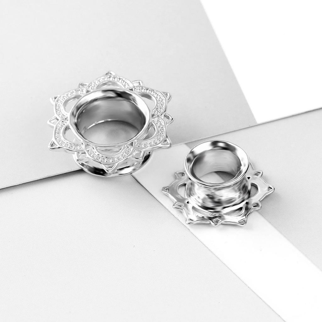 Personalized Stainless Steel Flower Ear Expander Piercing Jewelry