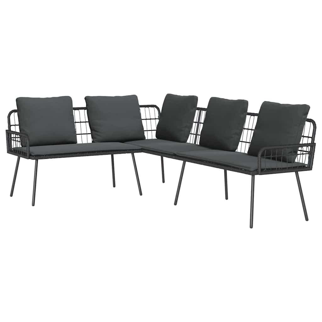 Garden Sofa Set 2 Pcs Black Poly Rattan