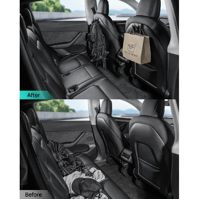 2 Pack Foldable Car Seat Hooks For Tesla Model Y Model 3 Accessories 2026 2025 2024 (Includes Model Y Juniper And Model 3 Highland), Anti-Drop