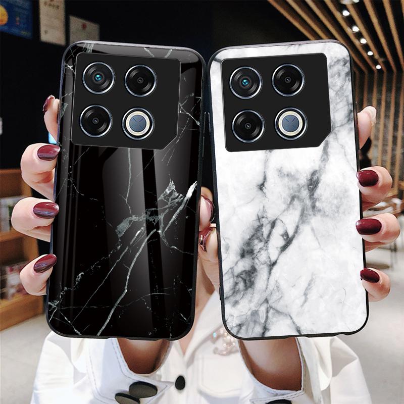 For Infinix GT 20 Pro 5G Tempered Glass Case Marble Pattern Protective Phone Cover