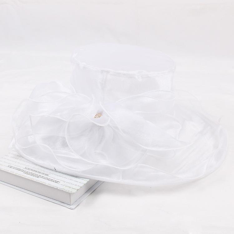 

Шляпа от солнца из органзы с цветком и широкими полями, кружевные шляпы дерби с вышивкой и блестками, тонкие дышащие дорожные пляжные шляпы для женщин и девочек Adjustable