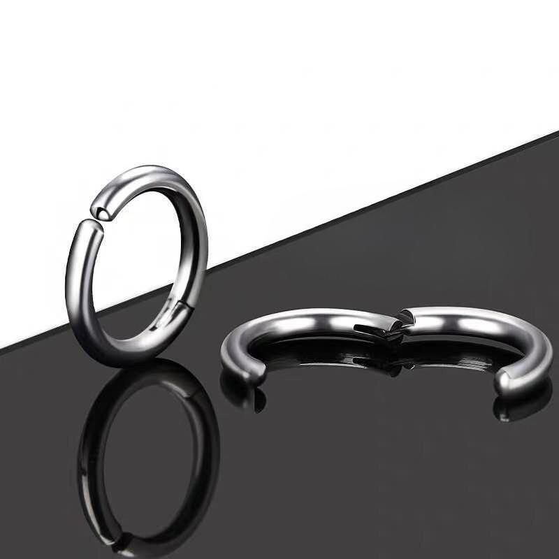 Titanium Steel Ear Hook Men's Ear Ring Without Ear Hole, No Piercing Ear Bar, Round Ear Stud, Circular Shape