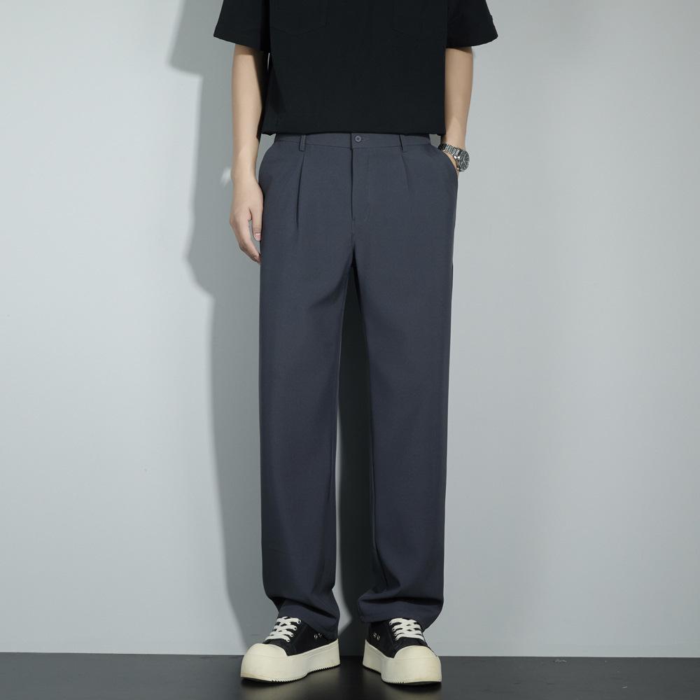 Black Suit Pants Men's Autumn and Summer Drape Loose Straight Pants Trendy Casual High-end Wide-leg Trousers