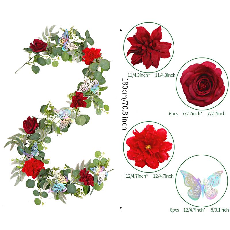 

1 шт. с 3D бабочкой, реалистичные искусственные цветы 180 см, искусственные цветы, лоза, вечеринка, свадьба, декор, настенные акценты