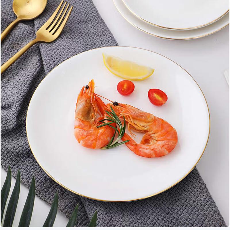 European Style Gold Rim Ceramic Dinner Plate