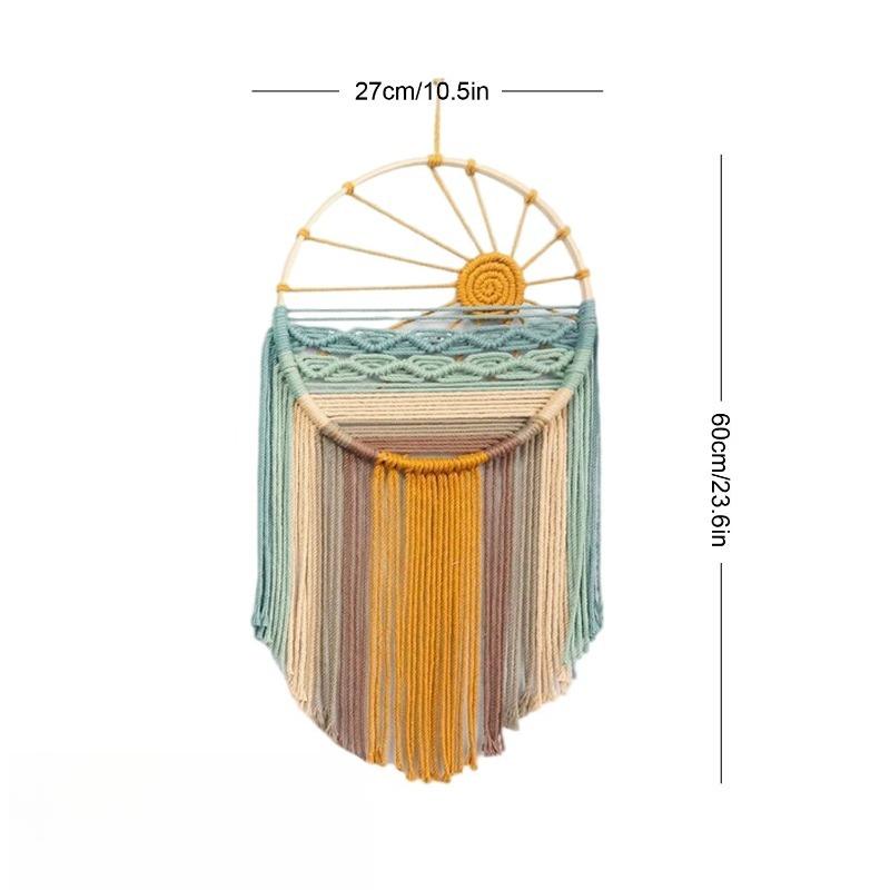 

Colorful Circular Tassel Wall Tapestry Living Room Bedroom Handwoven Bohemian Wall Hanging Decor Stylish Macrame Wall Ornament