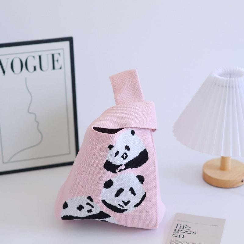 Ins Internet celebrity handbag women's knitted wool bucket bag Japanese and Korean version versatile hand carry casual tote bag box lunch bag