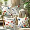 4Pc Floral Butterfly Pattern Home Decor Pillowcase Bedroom Living Room Sofa Decoration Polyester Cushion Cover With Zipper