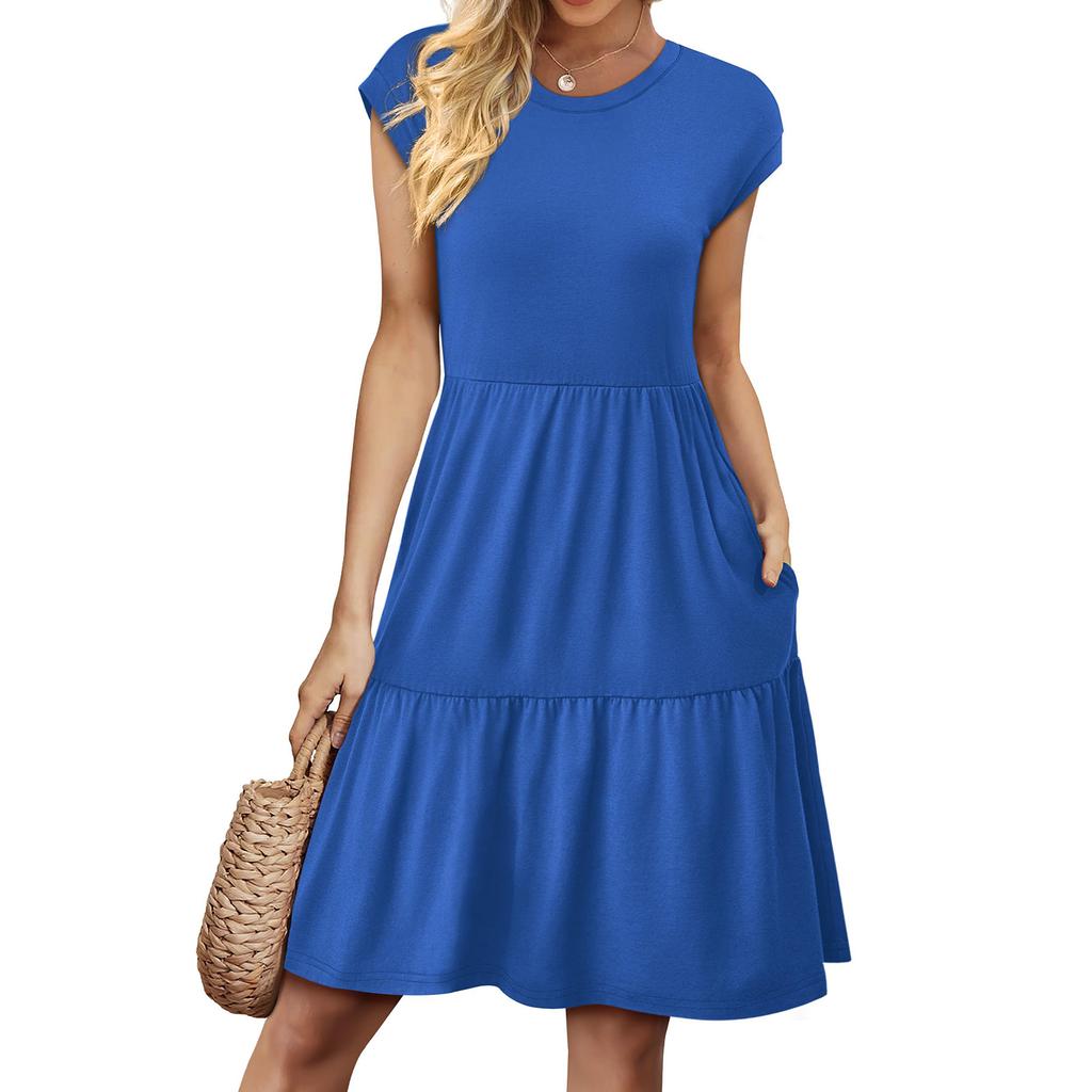 Women's Casual Minimalist Beach Resort Short-Sleeve Dress