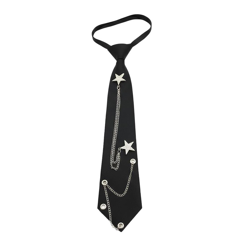 Fashion Pre-tied Punk Neck Tie Vintage with Star Chain JK Neck Tie Neckwear Adjustable Elegant Bowtie for Women and Men