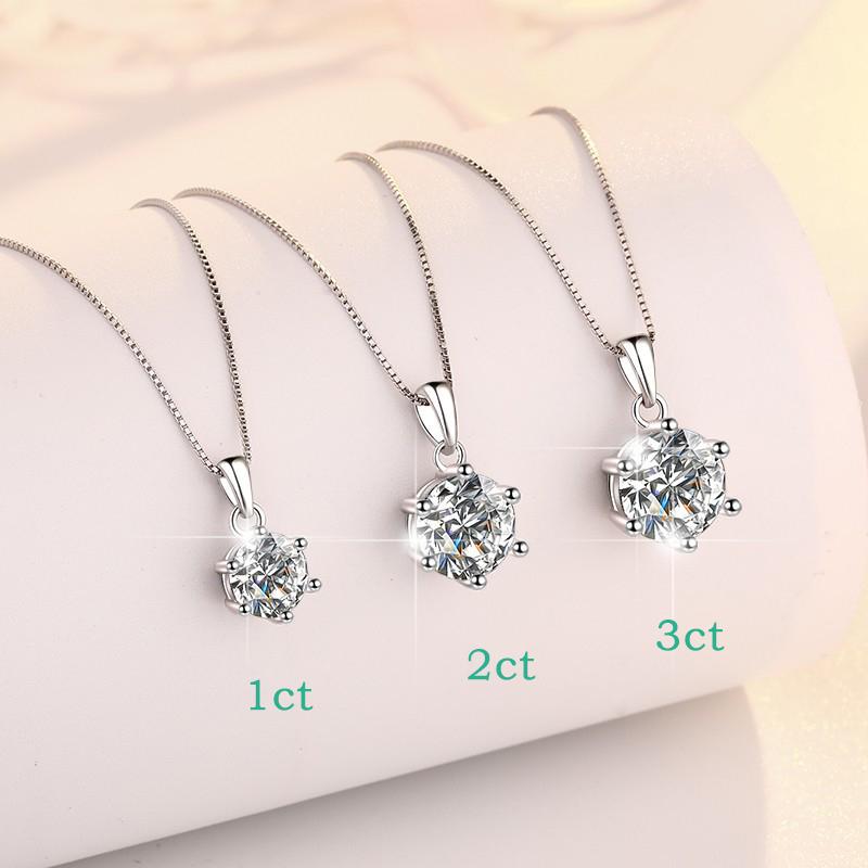 Smyoue 0.5-5CT D Color Zircon/moissanite Necklace for Women Sparkling Lab Diamond Pendant 925  Silver Wedding Jewelry