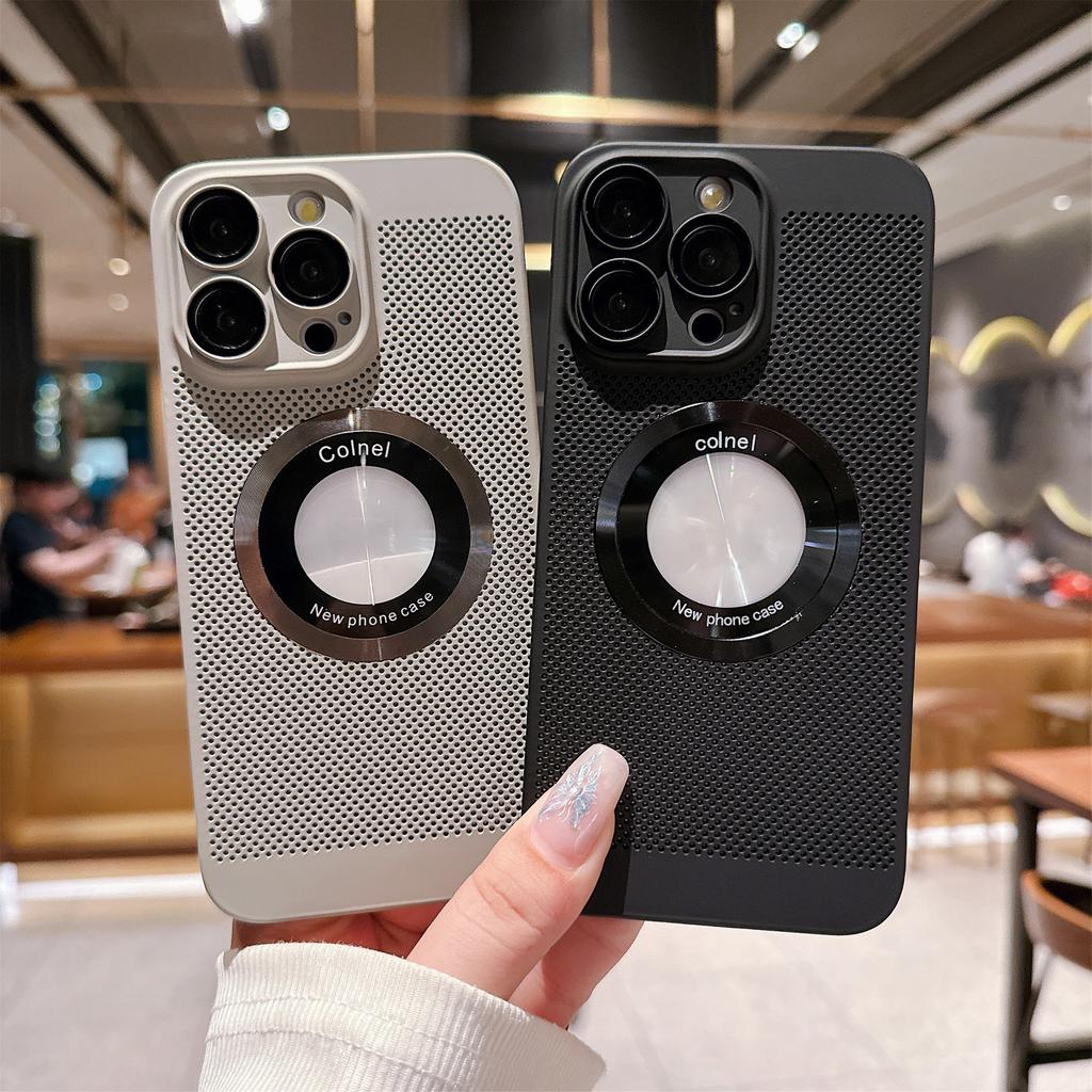 Oil Injection Borderless Heat Dissipation Mobile Phone Case Is Suitable for Apple 15PROMAX Trend 14 Mesh 13 Hard Case 15 Fine Holes