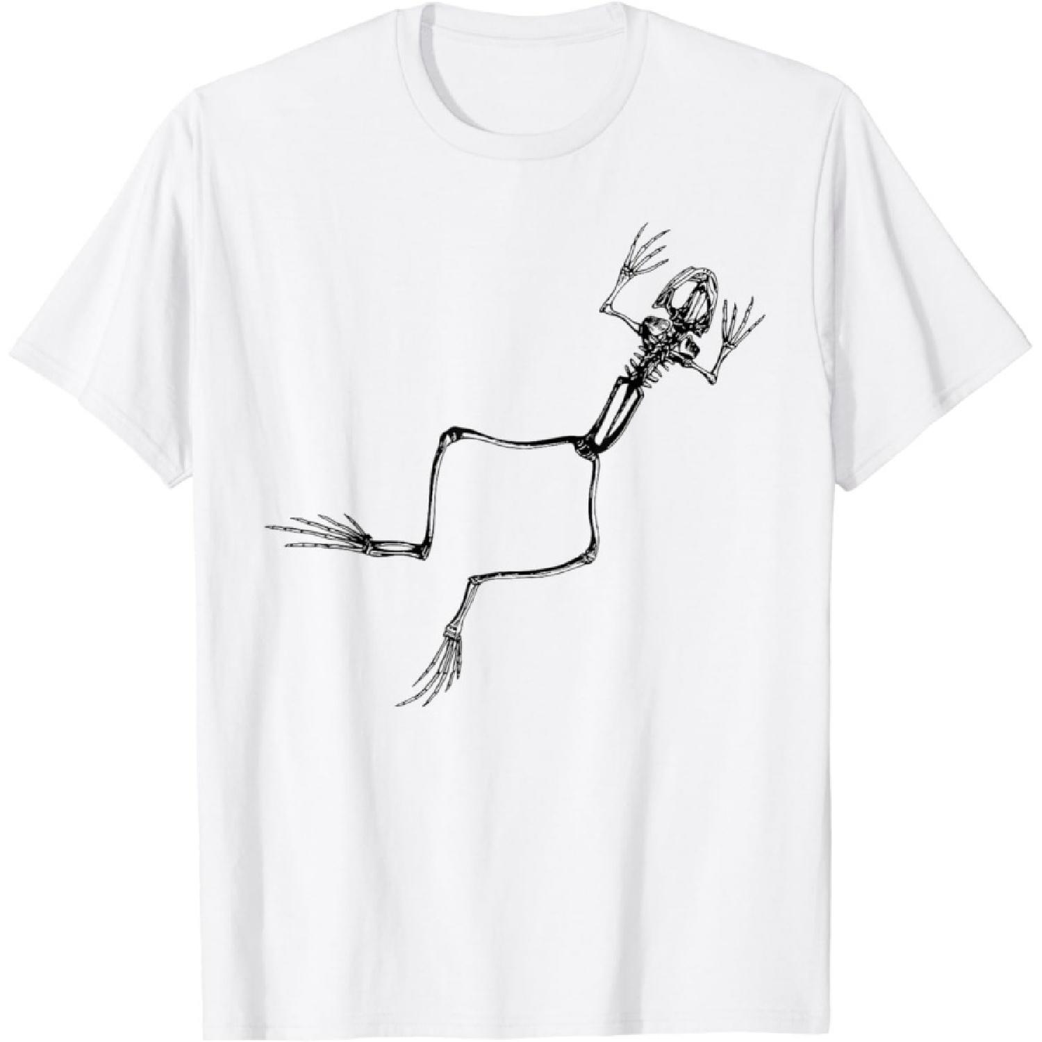 ZHANGZHUNN Frog Skeleton Vintage Frog Anatomy Funny Science Teacher T-Shirt S