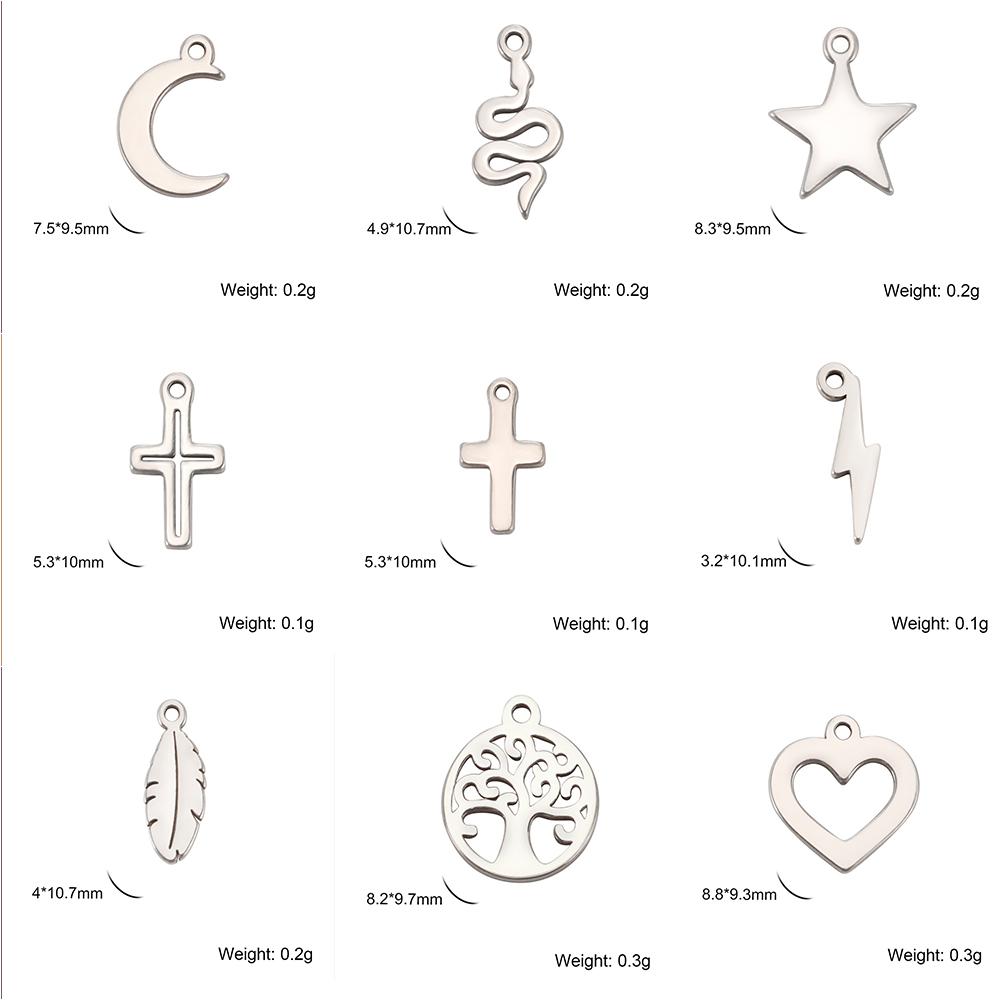 5pcs Tiny Crosses Stars Hearts Charms For Jewelry Make Stainless Steel DIY Bracelet Earring Necklace Pendant Accessory