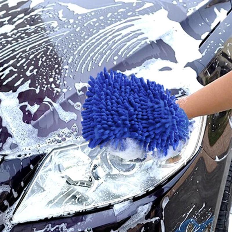 1 blue microfiber Chenille car wash sponge, care brush pad, cleaning tool, car wash towel, glove, and shaped accessories