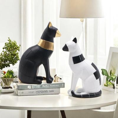 Modern Schlichtes Karomuster Katze Zuhause Wohnzimmer Dekoration Heimdekoration Gute Dinge Kunstharzhandwerk Einweihungsgeschenke