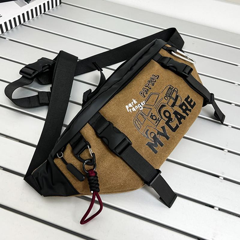 Men's Outdoor Travel Chest Bag Multi-functional Tooling Style Sports Cycling Crossbody Bag Large-capacity Multi-pocket Buckle Portable Chest Bag