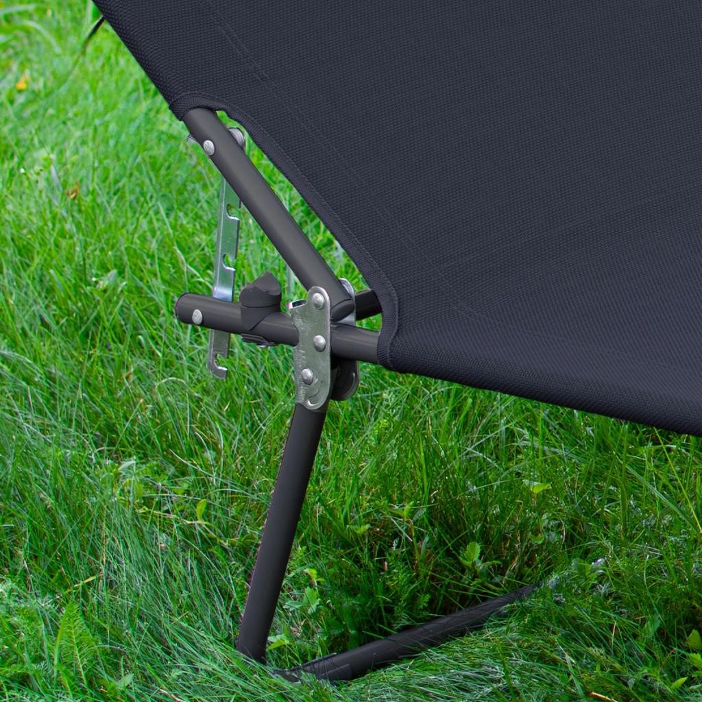 Foldable Garden Lounge With Roof Grey Steel Beach Chair Sun Chair