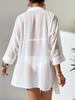Women's Chiffon Polo Style Casual Beach Sunscreen Mesh Cover-up Shirt