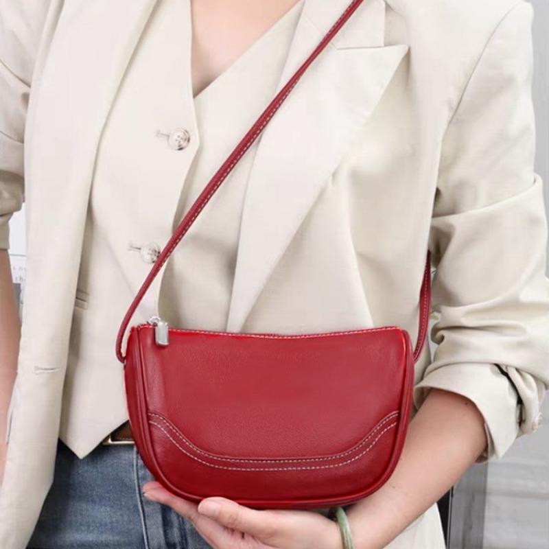 Dámská taška přes rameno crossbody, skořepinová taška, pravá kůže, podpažní taška na zip