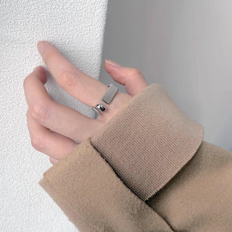 INS Cold Metal Square Open Ring Women's Niche Geometric Design Trendy Personality Creative Party & Daily Finger Jewelry