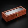 Wooden Watch Case For Men Collection 6 Compartments Display Organizer Box With Clear Glass Viewing Lid And Removable Pillows
