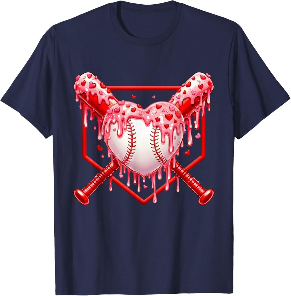 Valentines Day Baseball Ice Cream Drip Heart Cool Unisex T-Shirt