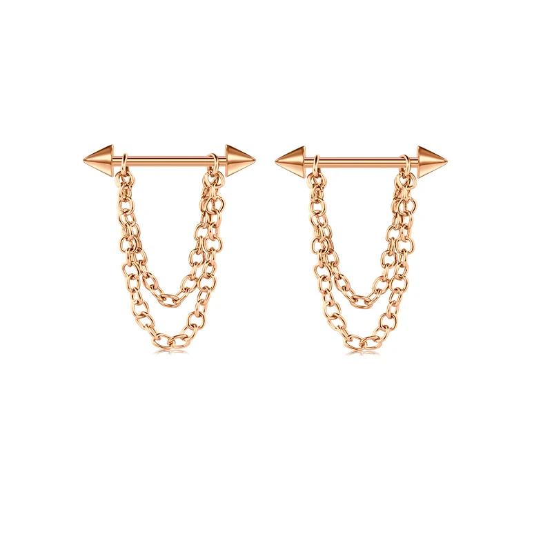 1 Stück Sexy Kette Brustwarzenring 14G Barbell Stern Schild Körperschmuck Damen Piercing
