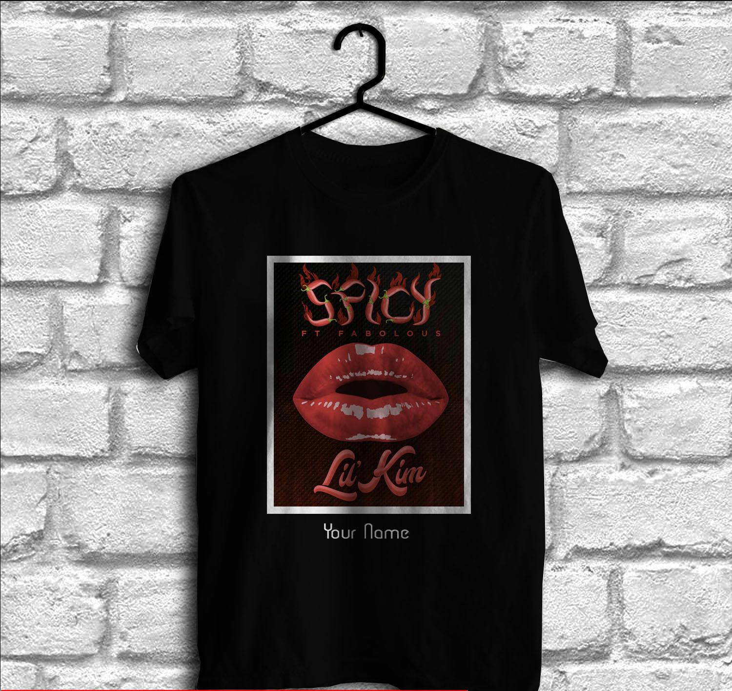 Lil Kim Feat Fabolous Spicy Custom Short Sleeve Cotton Black Men T-shirt AG030 XXXL