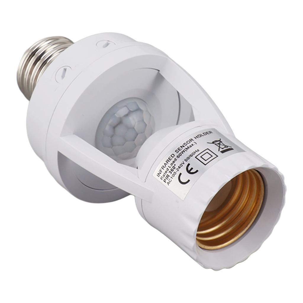 Motion Sensor Light Socket PIR Motion E27 Screw Bulb Adapter Adjustable Auto On Off Night Light Control Garage Light