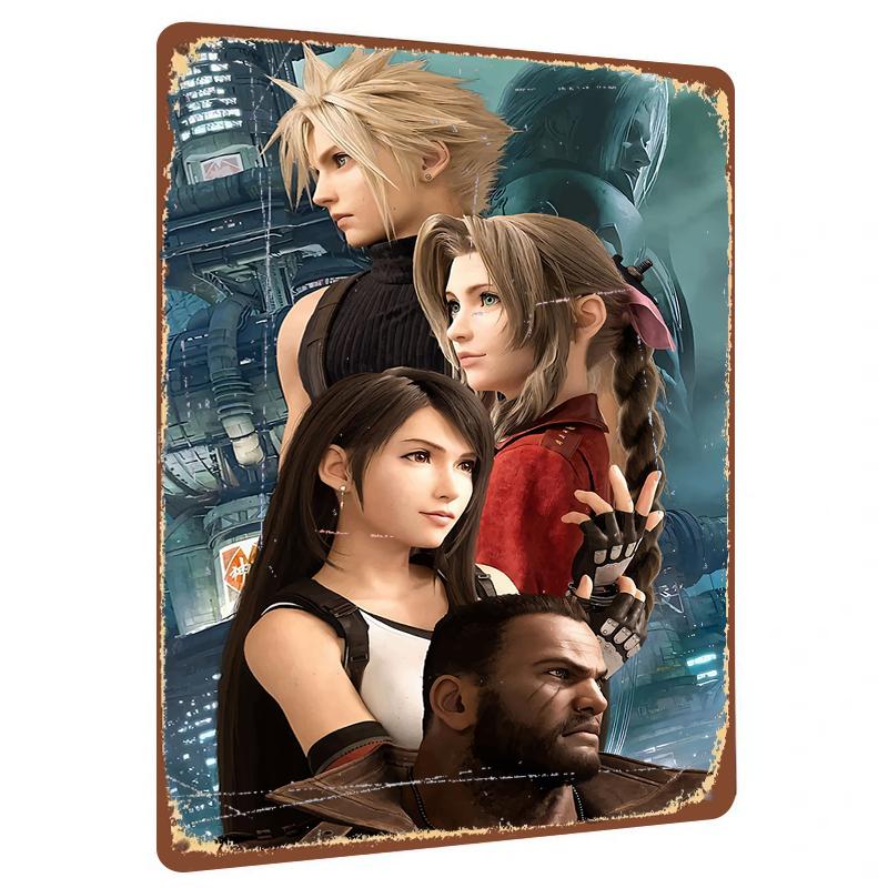 Final Fantasy VII Remake Arte de Parede de Metal Personalizada Pintura Decorativa Periférica de Jogo de Alta Definição