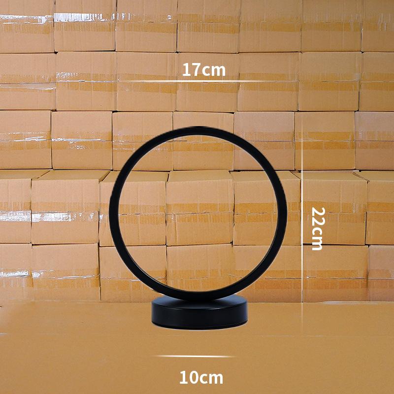 Round LED Table Lamp Modern Creative Night Light USB Plug in Reading Lamp for Bedroom Indoor Household Art Home Decoration