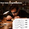 Adjustable Magnification Magnifying Glasses 1.5X-5.0X with USB Rechargeable LED Light - Head Mounted Eyewear for Precision Tasks