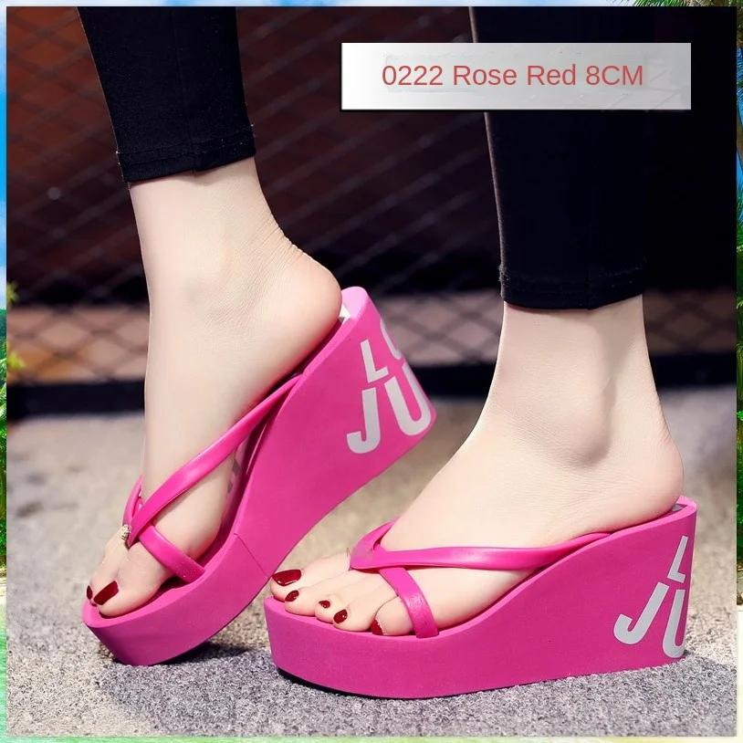 Fashion Summer Beautiful Ladies Super High-Heeled Platform Flip-Flops11cm Beach Shoes Wedding Slippers Women Luxury Heels Slippers