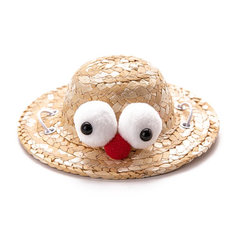 

Милая соломенная шляпа для питомца, летний вязаный козырек, ручная работа, прозрачная прохладная шляпа, товары для собак, головной убор для кошки